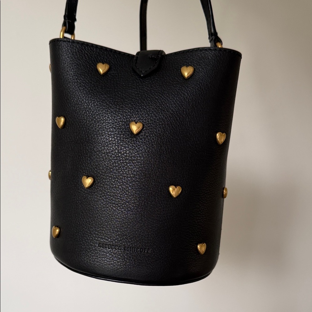 Rebecca Minkoff Black Crossbody Bag with Gold Heart Accents - Picture 8 of 10